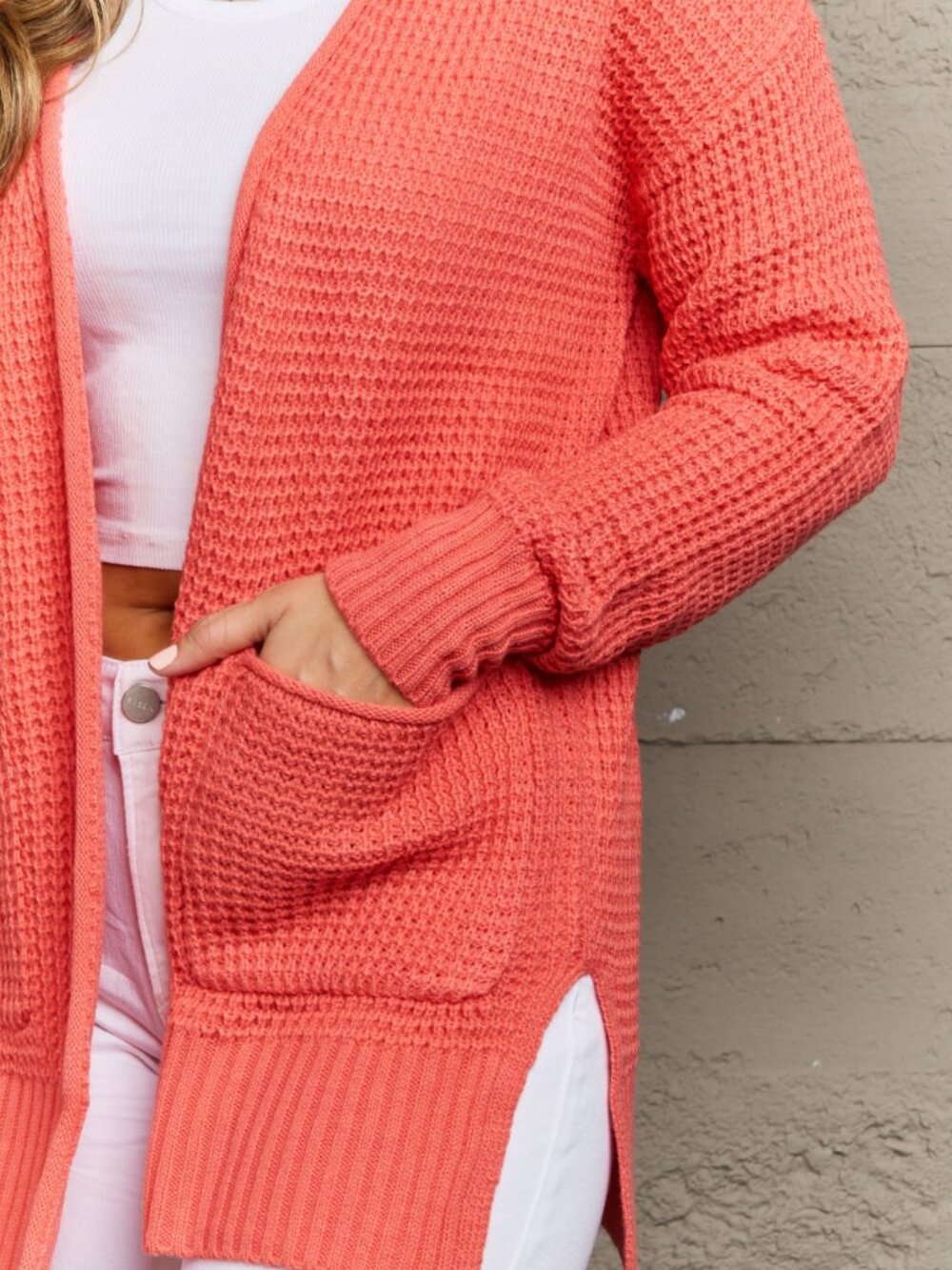 🆕 Zenana Waffle Knit Cardigan - Size Small - Picture 10 of 10
